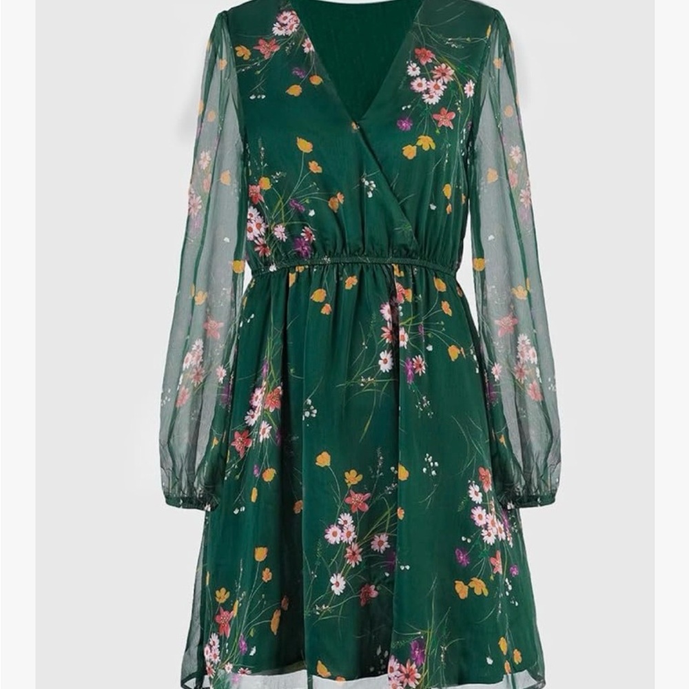 Cupshe Floral Long Sleeve Dress in Green - Picture 5 of 9